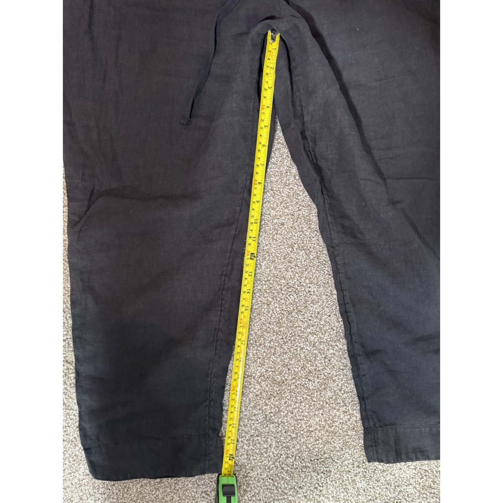 Caslon Black 100% Linen Drawstring Elastic Waist Cropped Pants Women Large - Picture 3 of 6